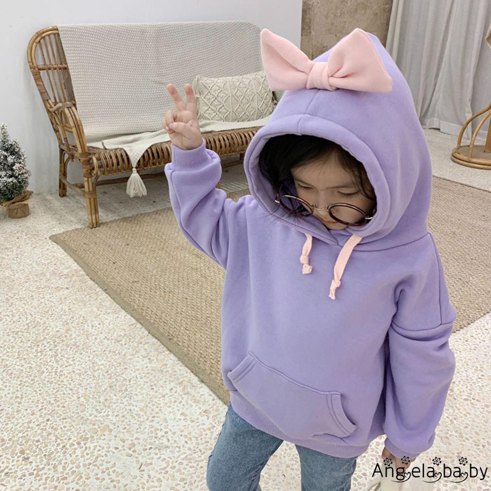 Áo Hoodies Có Nón Dài Tay Màu Trơn Thời Trang Cho Bé