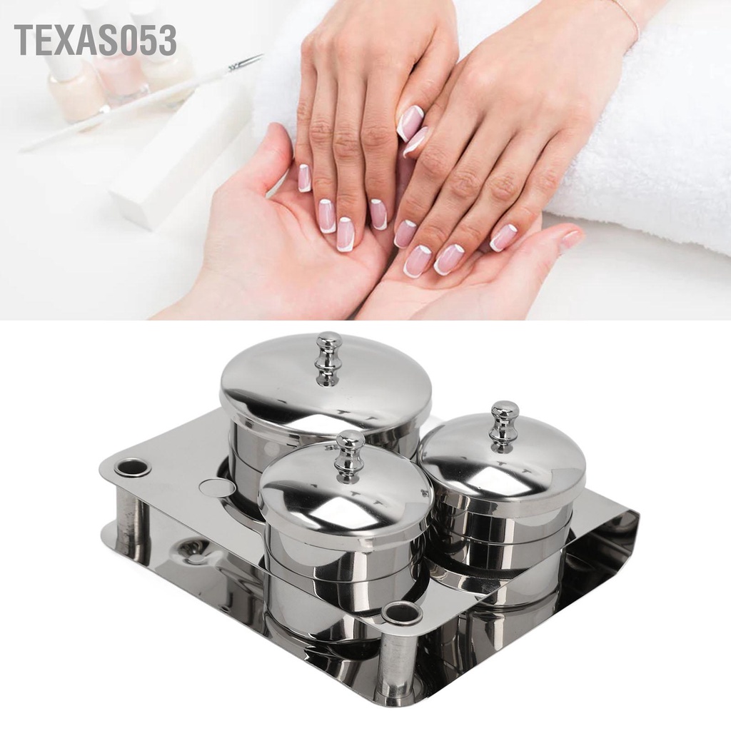 Texas053 Người giữ bột làm móng bằng thép không gỉ Làm dày Cứng chắc chống bụi Bề mặt mịn Thiết bị nghệ thuật Cốc có nắp đậy