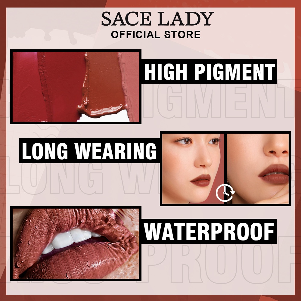 SACE LADY 3 cây Matte Son Môi Bộ Trang Điểm son Môi lì mini chống thấm nước 1.8ml*3