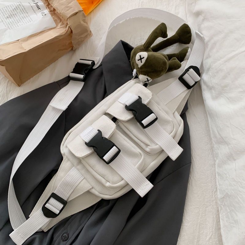 TÚI BAO TỬ CANVAS ĐEO CHÉO CHO NAM VÀ NỮ TA028 ĐEN & TRẮNG