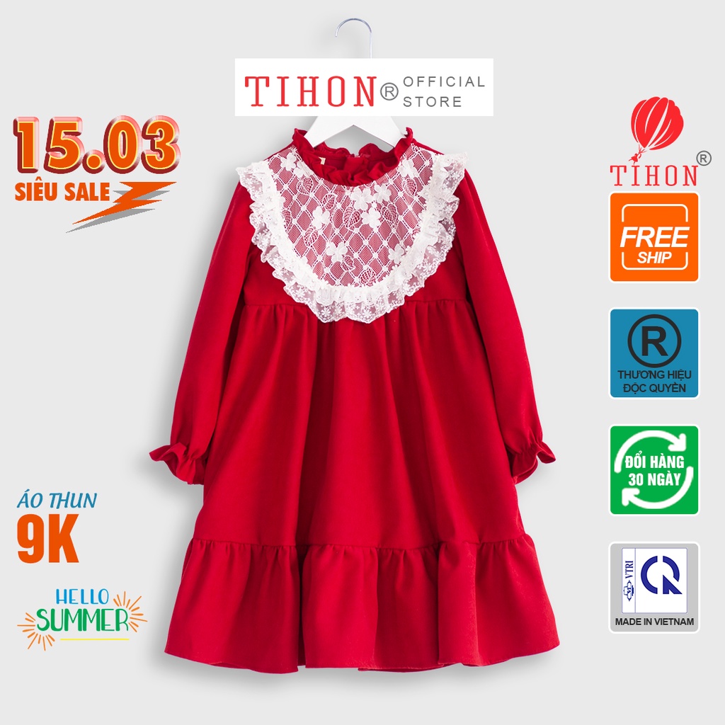 Váy Thu Đông Bé Gái TIHON Phong Cách Tiểu Thư Xinh Xắn VT0750156