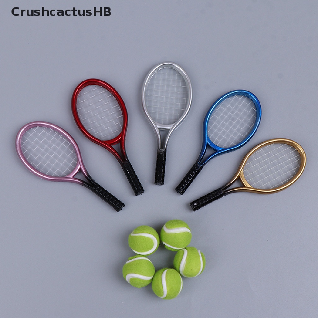 1:6 1:12 Dollhouse Miniature 1PC Tennis Racket + 1PC Ball Dolls Accessories