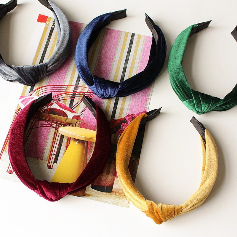 Cài tóc B73 vải lụa thắt nút phong cách retro dễ phối đồ thời trang dành cho nữ