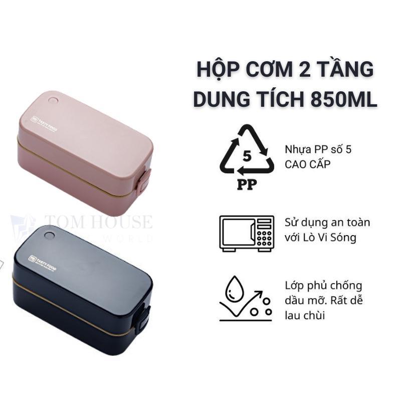 Bộ 3 Sản Phẩm Hộp Cơm Trưa 2 Tầng Cốc Đựng Canh Và Bộ Đũa Muỗng Dung Tích 1.5L Phong Cách Bắc Âu Siêu Đẹp