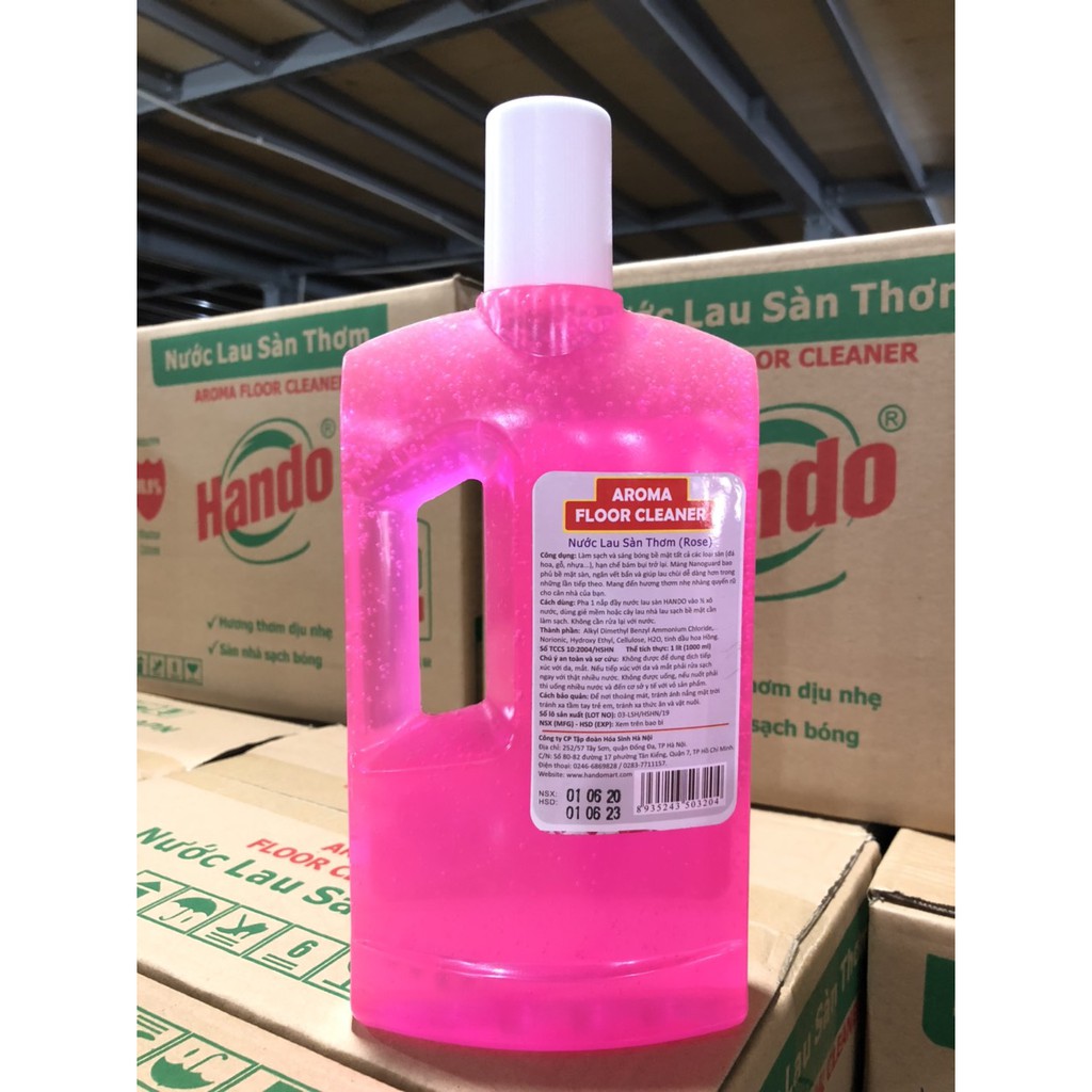 Nước Lau Sàn Đậm Đặc Siêu Sạch Hando 1L Hương Hồng