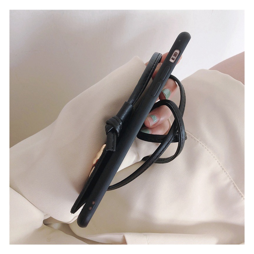 Ốp Điện Thoại Có Ngăn Đựng Thẻ Và Dây Đeo Màu Trơn Cho iPhone14 13 11 12Pro Xsmax X / XS 7 / 8plus XR SE2 6S