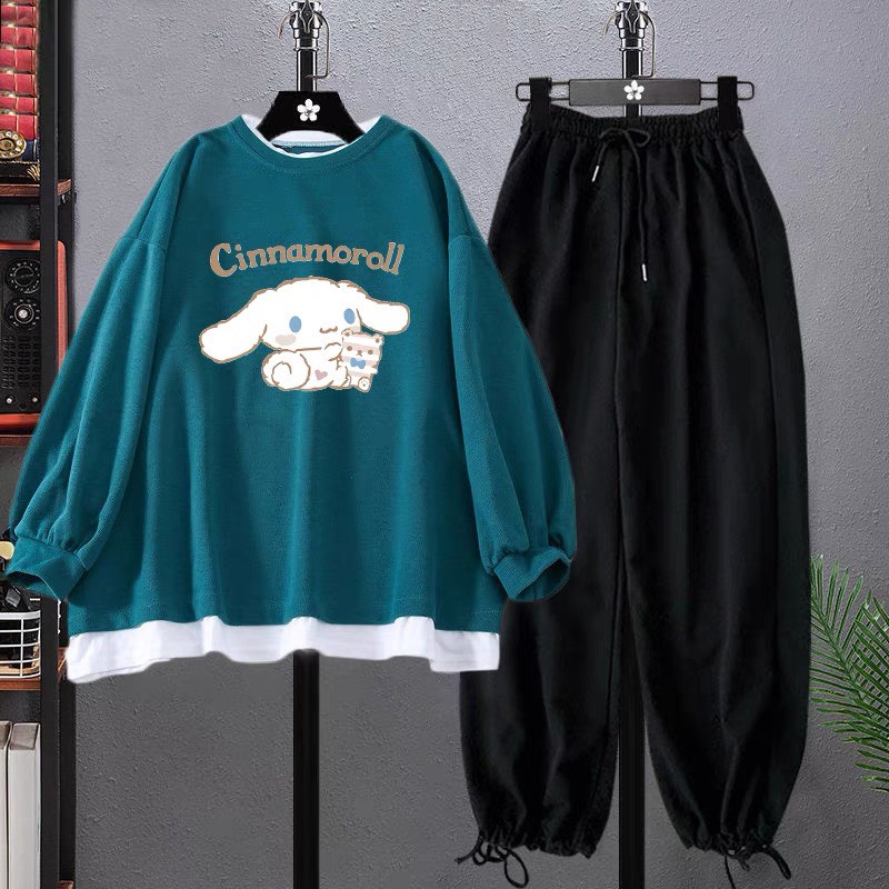 Sét bộ áo nỉ cotton Thỏ cinna + quần bom chun, Sét bộ mặc ở nhà, Áo hoodie nam nữ thiết kế thời trang - AD
