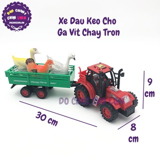 Đồ chơi xe đầu kéo chở gà vịt bằng nhựa chạy trớn 1035-13