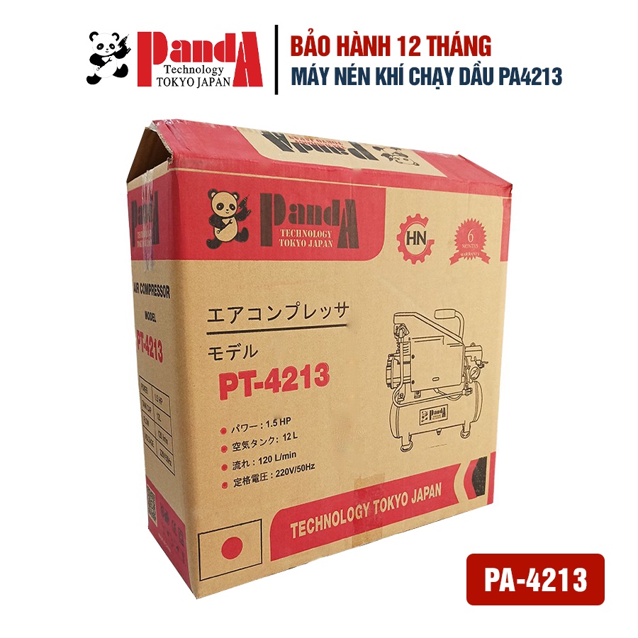 Máy nén khí có dầu PANDA PT4213 dung tích bình 12L công suất 1.5HP hàng chính hãng