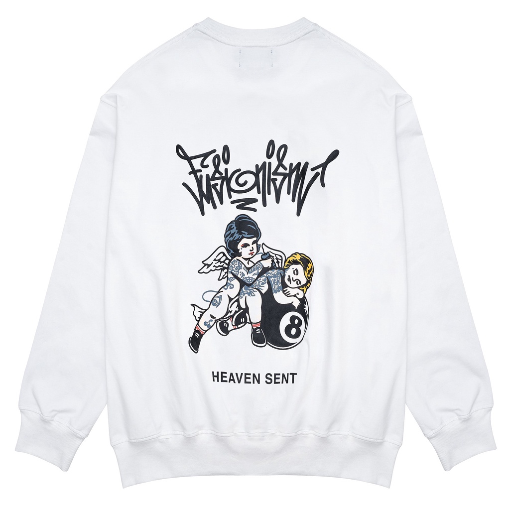 Áo Sweater in hình Heaven Sent Fusionism - Màu Trắng - Unisex - Form Oversize