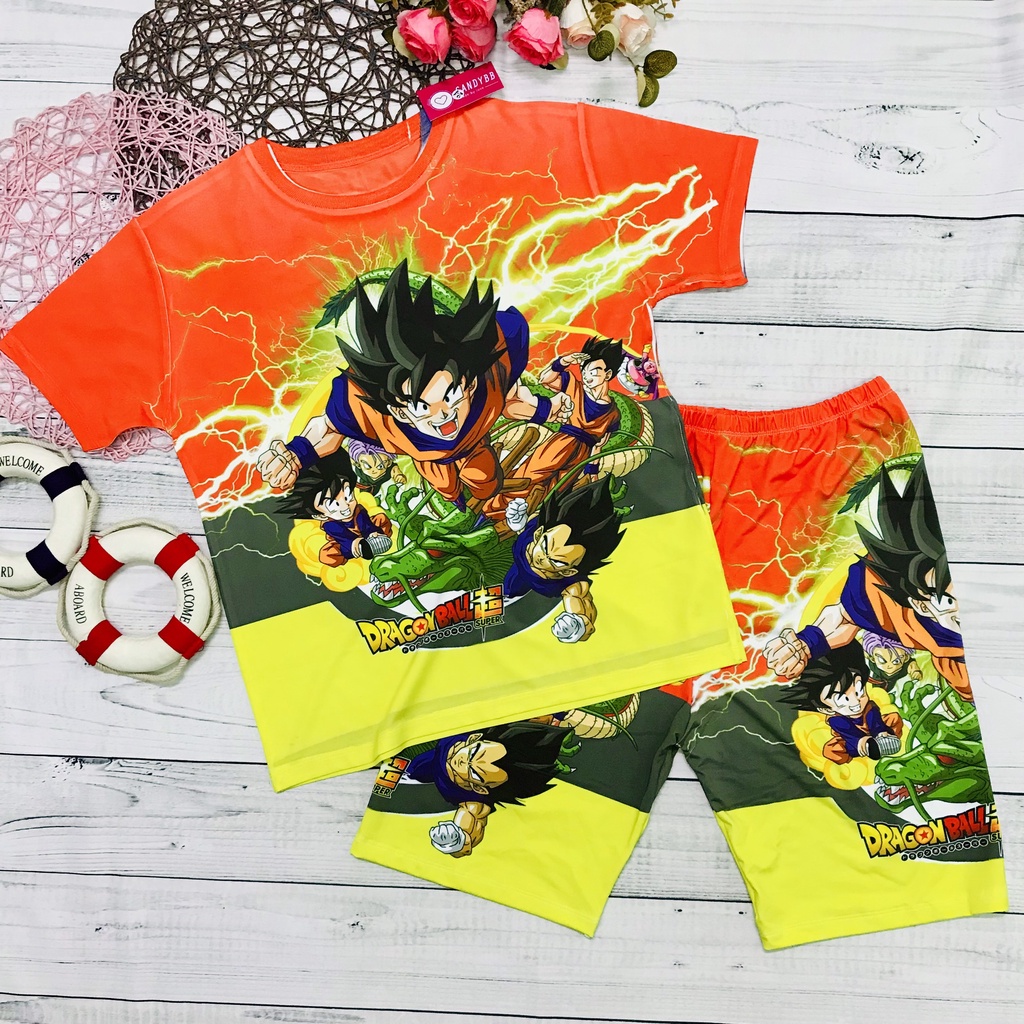 Đồ bộ thun lạnh hình Songoku Bảy viên ngọc rồng Dragon Ball bé trai vải đẹp