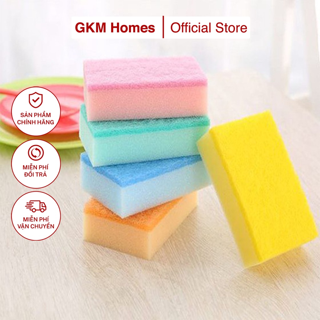 Miếng Cọ Rửa Bát Có 1 Mặt Ráp Color Soft Nhật Bản 5 Màu, Mút Rửa Bát, Chén, Bọt Biển Rửa Bát Đa Năng