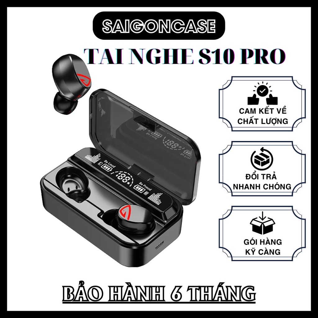 Tai Nghe Bluetooth không dây S10 Pro True Wireless TWS Chống Ồn Bản Quốc Tế Cao Cấp, Kiêm Sạc Dự Phòng MÃ S10 PRO