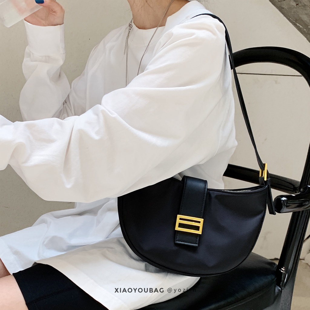 Túi Đeo Vai Baugou Bằng Vải Nylon Màu Đen Nhỏ Gọn Dễ Phối Đồ