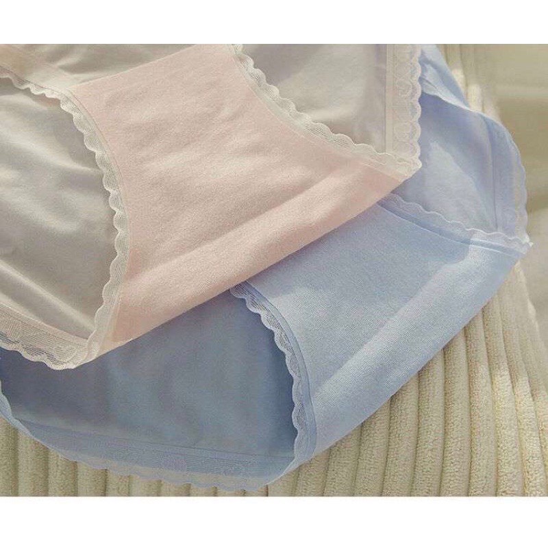 Quần lót nữ lụa băng, quần chip nữ tàng hình cạp ren họa tiết tim QL9909