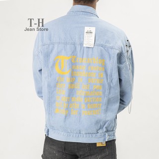 Áo khoác jean nam móc xích chữ vàng, áo khoác bò nam thời trang năng động cá tính AKB25 Oppashop1