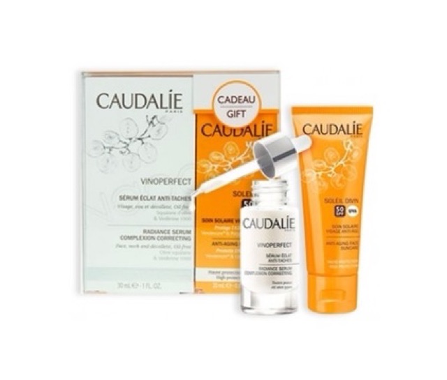 Set serum Caudalie vinoperfect tặng kem chống nắng