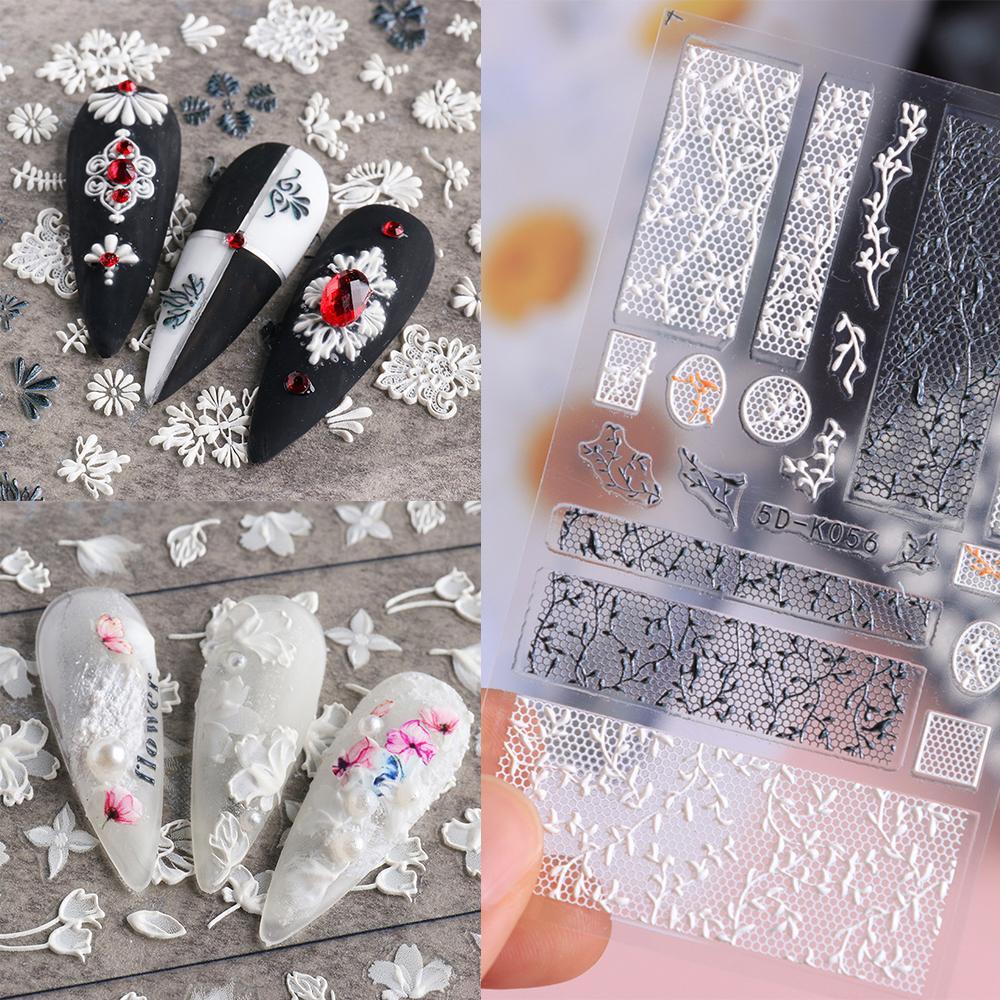 Miếng Dán Trang Trí Móng Tay Bằng Acrylic Họa Tiết Hoa Dập Nổi Xinh Xắn