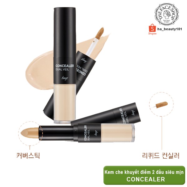 Che khuyết điểm 2 đầu che quầng thâm mụn đốm nâu tàn nhang The Face Shop fmgt Concealer Dual Veil 4.3g/3.8g | BigBuy360 - bigbuy360.vn