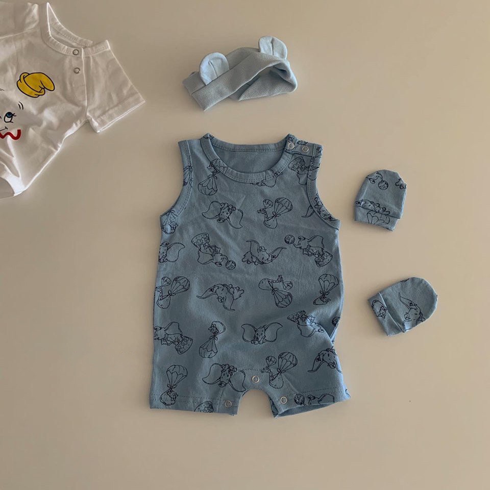 Bộ áo liền quần in hoạt hình thời trang mùa hè cho bé