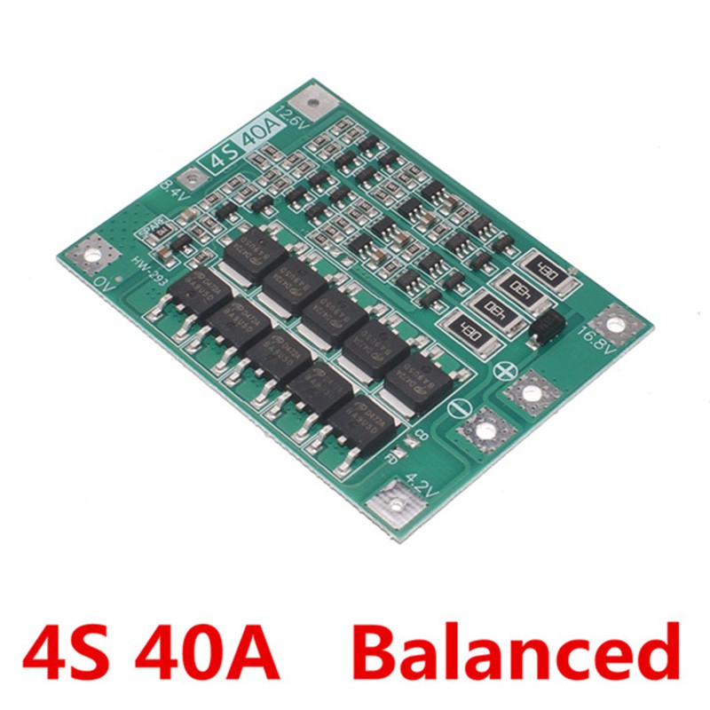 Bảng Mạch Sạc Pin Li-ion Lithium 4S 40A 18650 PCB BMS Cân Bằng Cho Động Cơ Khoan 14.8V 16.8V