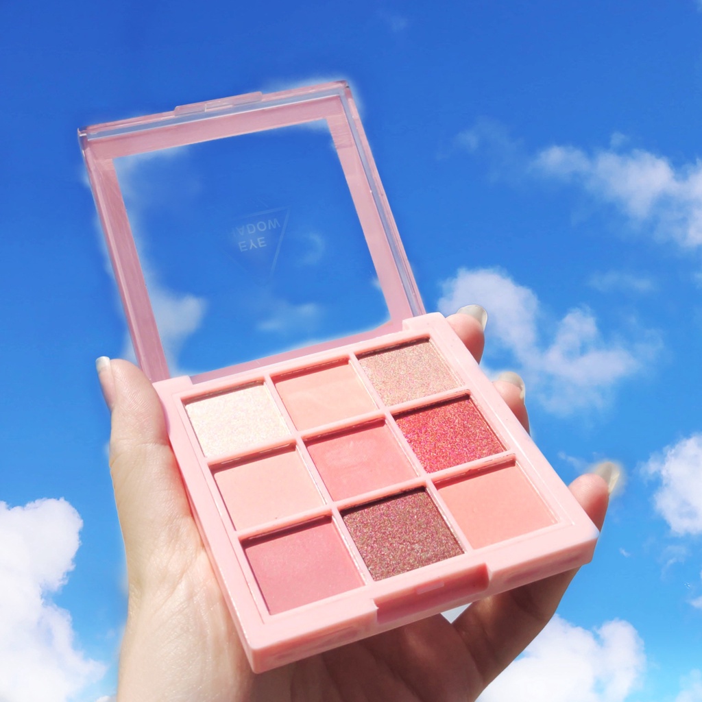 Bảng phấn trang điểm mắt ánh kim tuyến ngọc trai 9 ô màu chống nước