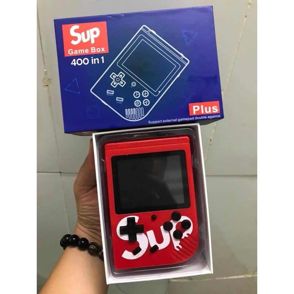 Máy chơi game Sup Game Box 4 nút cầm tay  tổng hợp 400 tựa game huyền thoại như MARIO, CONTRA...màn hình LCD 3inch