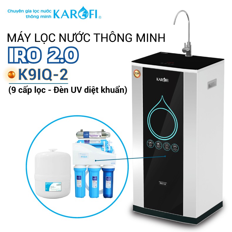 Máy lọc nước RO KAROFI iRO 2.0 K9IQ-2 (9 cấp lọc - Đèn UV diệt khuẩn)