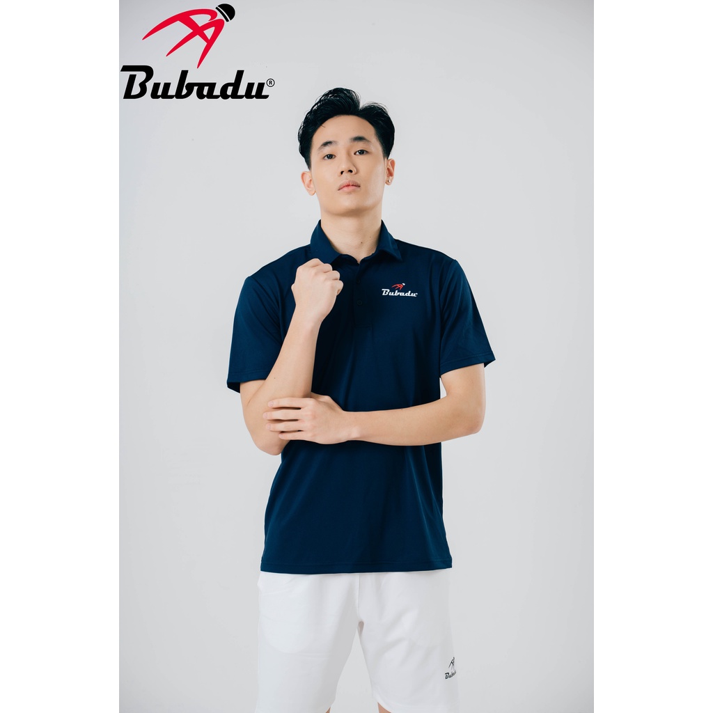 ÁO CẦU LÔNG POLO CÓ CỔ MÀU XANH THAN CHÍNH HÃNG BUBADU