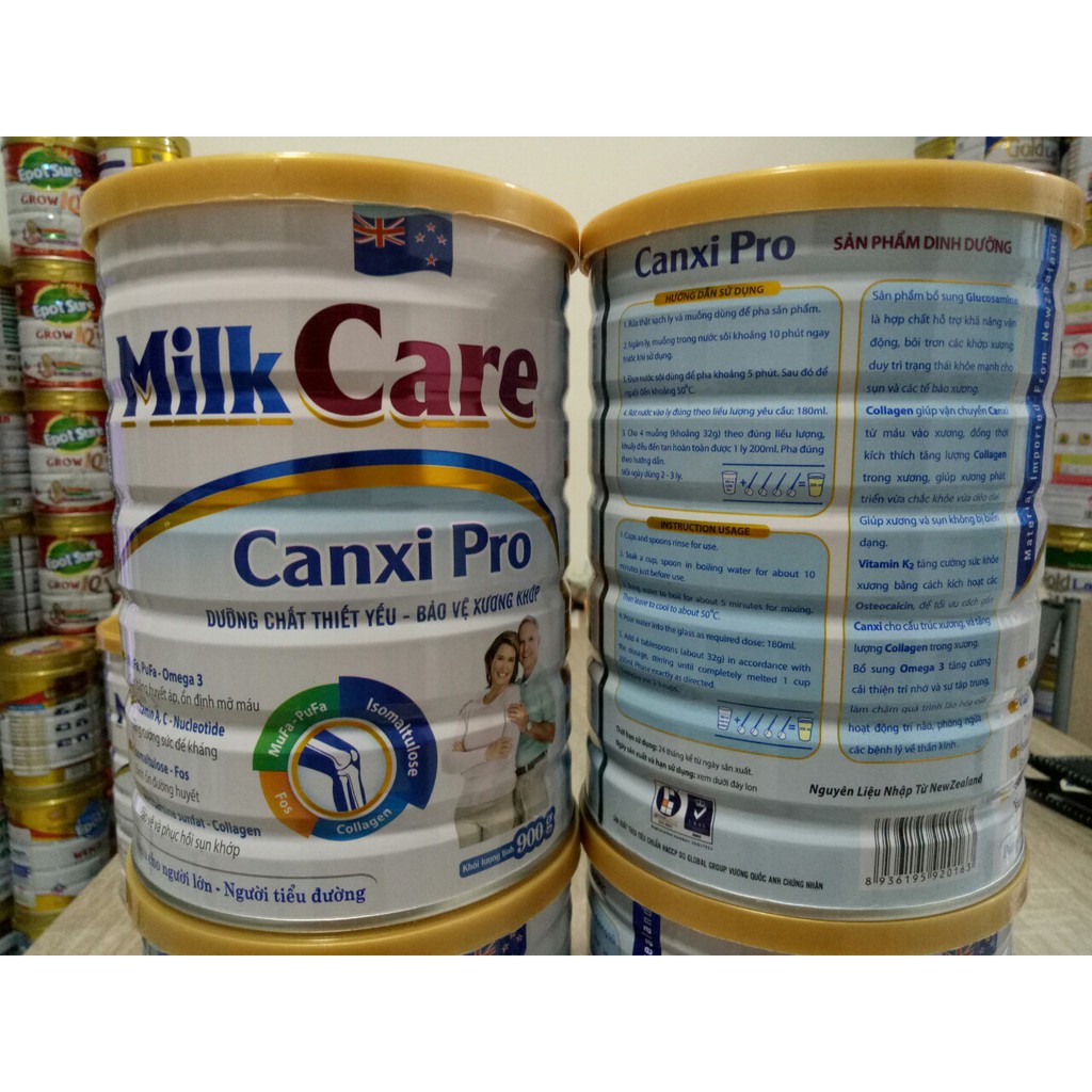 Sữa bột Milkcare Canxi Pro 900g - Dành cho người lớn, người tiểu đường