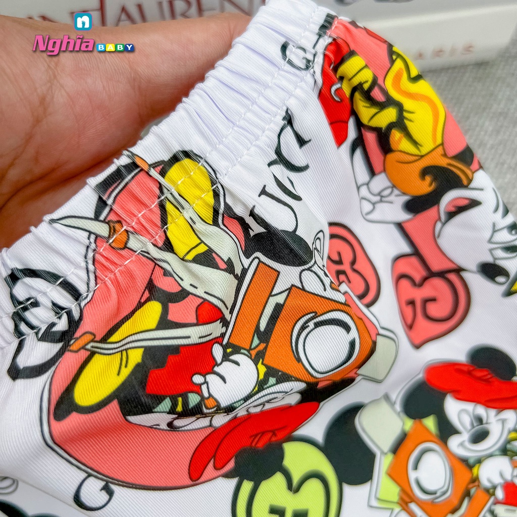 Set bộ thun lạnh 3d in hình hoạt hình siêu cưng NGHĨA BABY dành cho bé gái từ 17kg-34kg