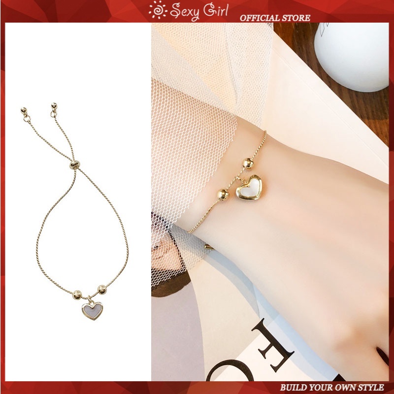 Vòng đeo tay hình trái tim đính ngọc trai thời trang cho nữ