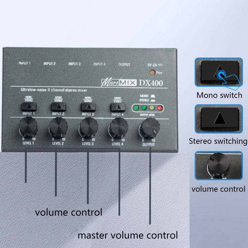 Bộ Trộn Âm Thanh DX400 Ultra Low-Noise 4 Kênh Chuyên Dụng Chất Lượng Cao
