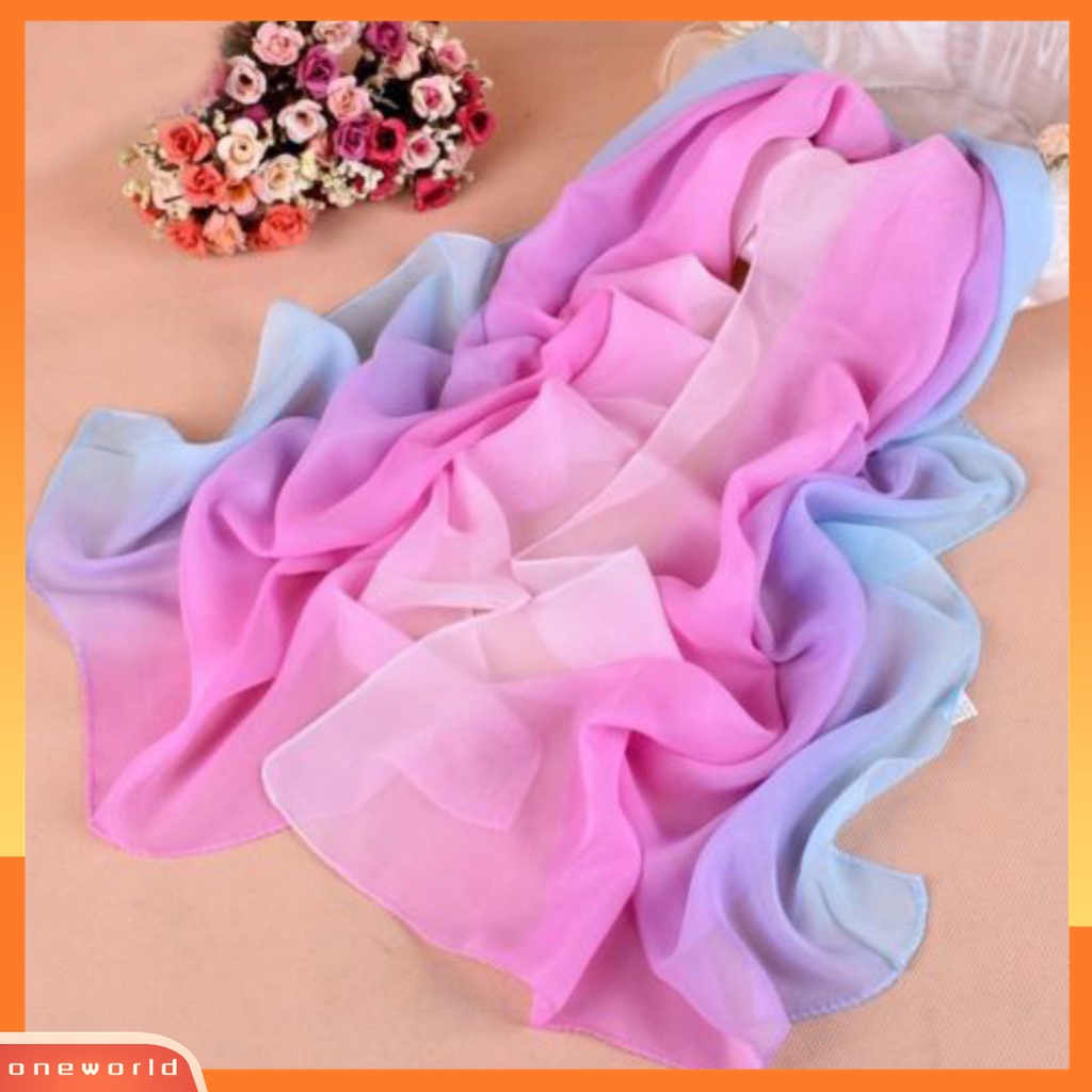 Khăn Choàng Vải Voan Mềm Dáng Dài Màu Gradient Thời Trang Đi Biển Cho Nữ