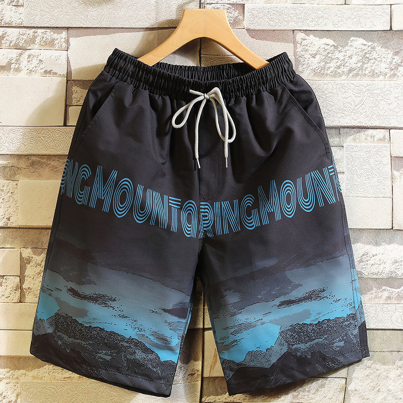 Men's five-point pants Beach pants Casual flower pants Fat guy loose shorts Large size shorts