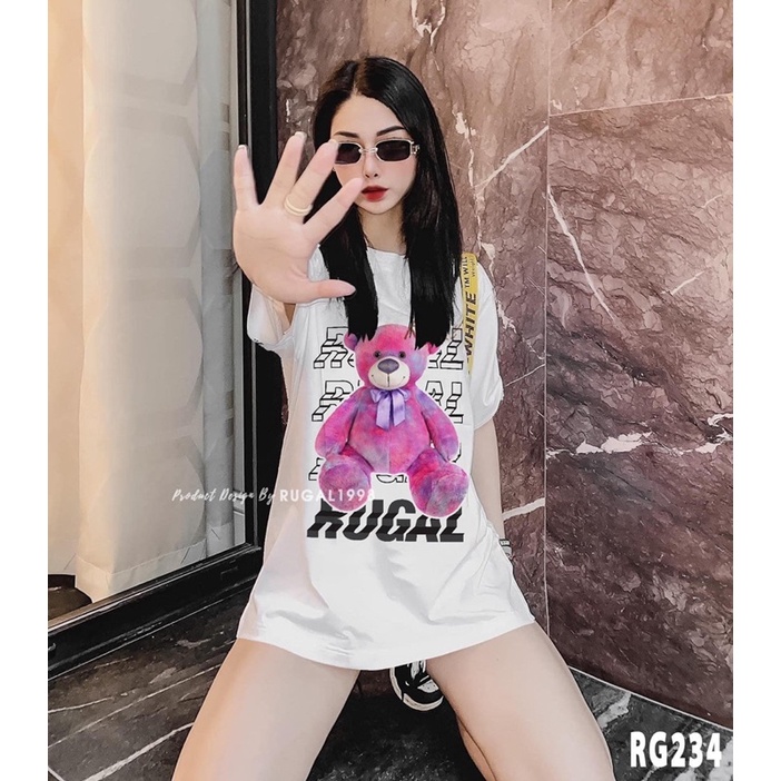 Áo phông nữa in gấu siêu ngầu hai màu đen trắng form unisex dấu quần