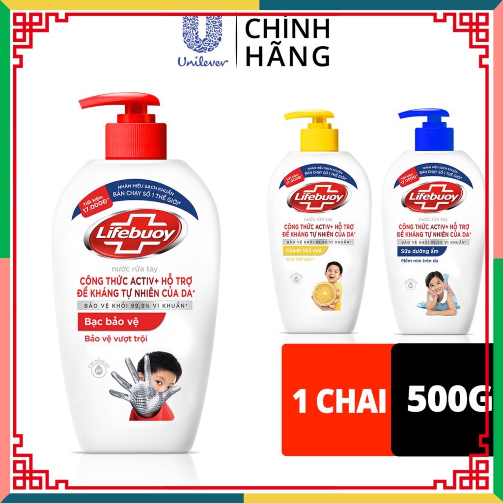 Nước rửa tay Lifebuoy 450g giúp sạch khuẩn và che chở xuất chúng khỏi 99.9% vi sinh vật tốt nhất