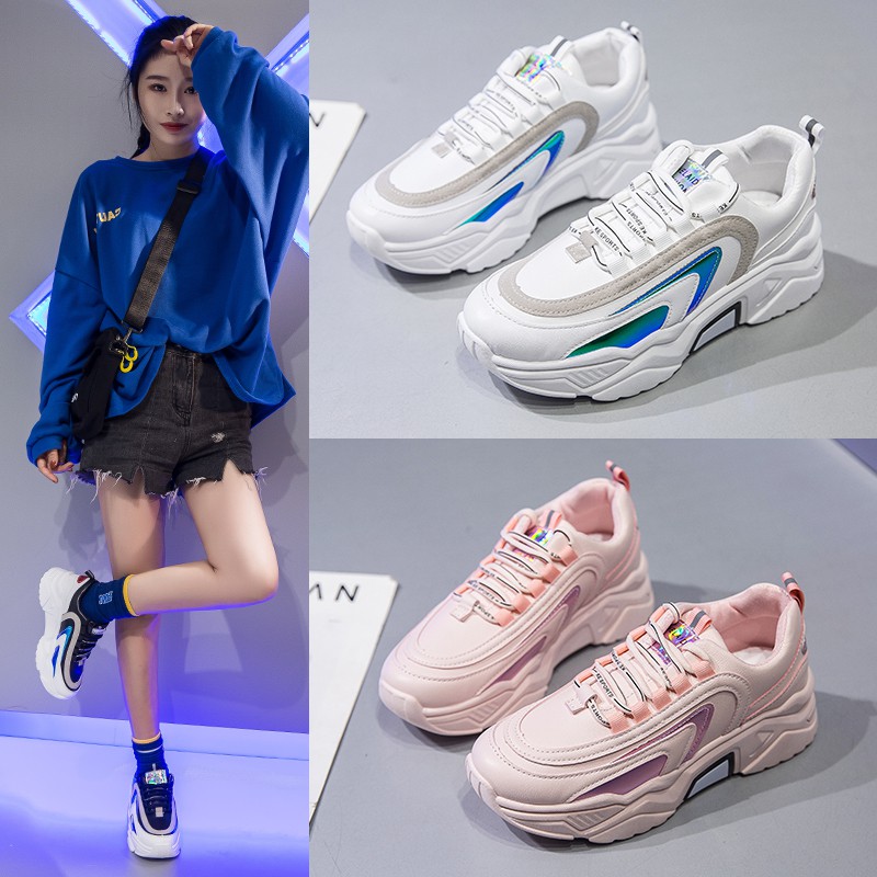 Giày thể thao nữ Phản quang, Clunky Sneaker, 💥Phong cách Hàn Quốc 2020 mẫu mới😍 3 màu có sẵn (D203) | BigBuy360 - bigbuy360.vn