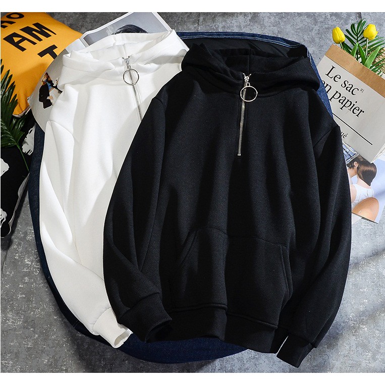 Áo Khoác Hoodie Tay Dài From Rộng BASIC Cổ Khóa Kéo Unisex Hot Trend - VIETCENTRE