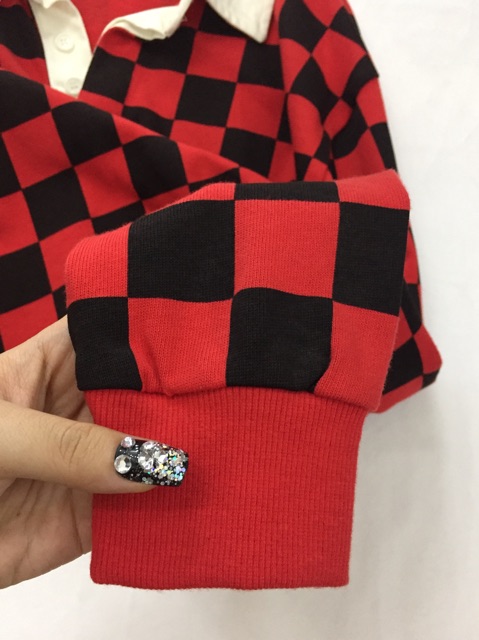 CROPTOP CÓ CỔ SỌC CARO