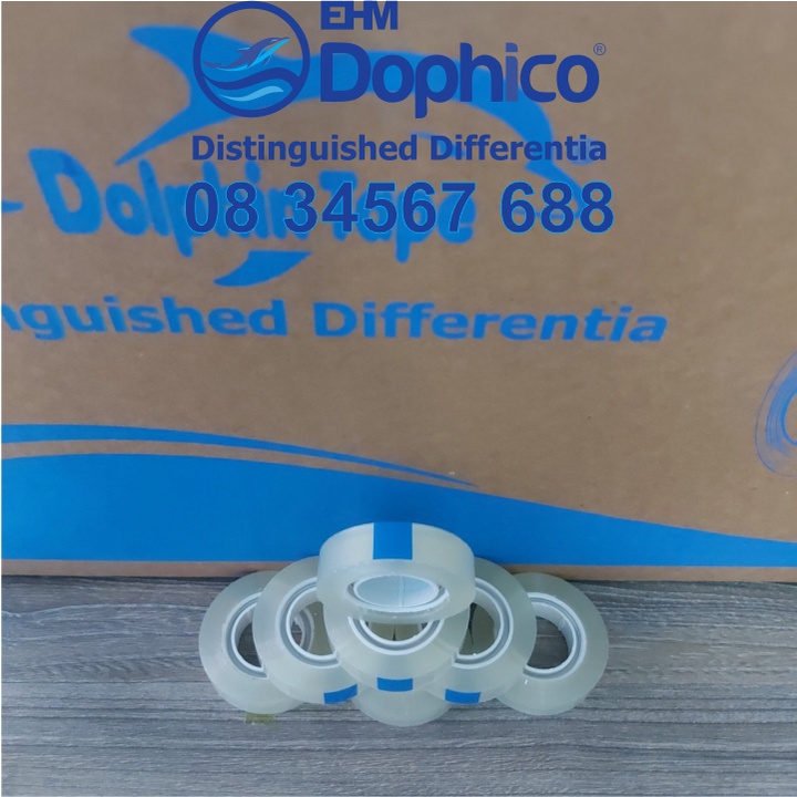 Băng dính VPP cao cấp Dolphin – Màu trong – dùng trong công tác văn phòng