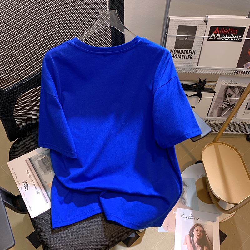 NRVP Áo Thun Nữ Dáng Dài Rộng Tay Ngắn Phong Cách Thời Trang Đường Phố Hàn Quốc