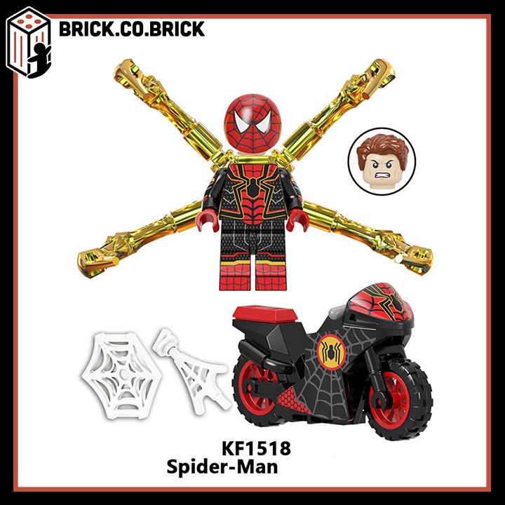 Người Nhện Spider Man Kèm Xe Mô tô cực chất Mô Hình Minifigure Siêu Anh Hùng Marvels Nhện Mạ đuôi vàng KF6137