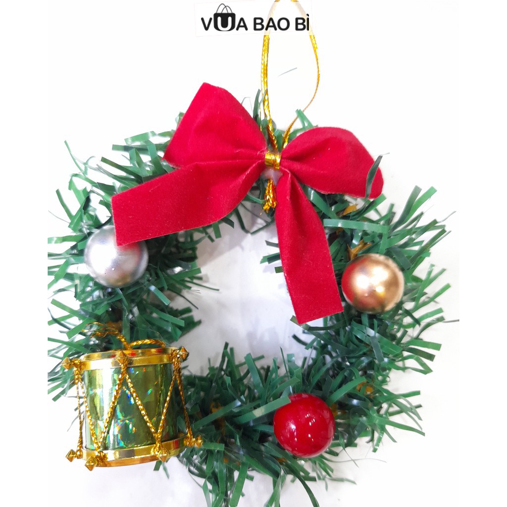 Vòng nguyệt quế noel mini-Vua Bao Bì, vòng nguyệt trang trí giáng sinh kèm đủ phụ kiện