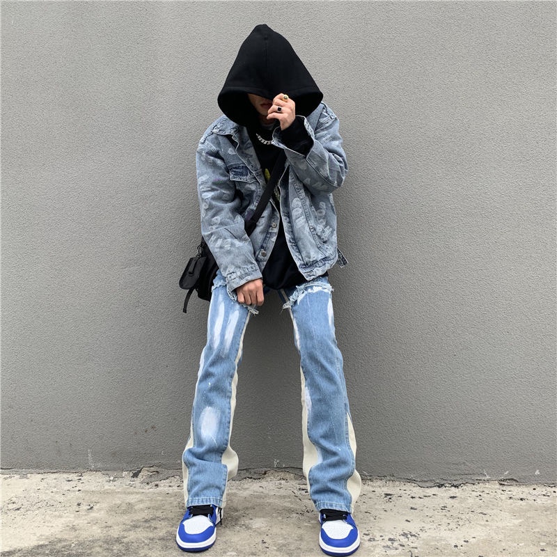 Quần jean unisex vảy sơn phong cách hiphop