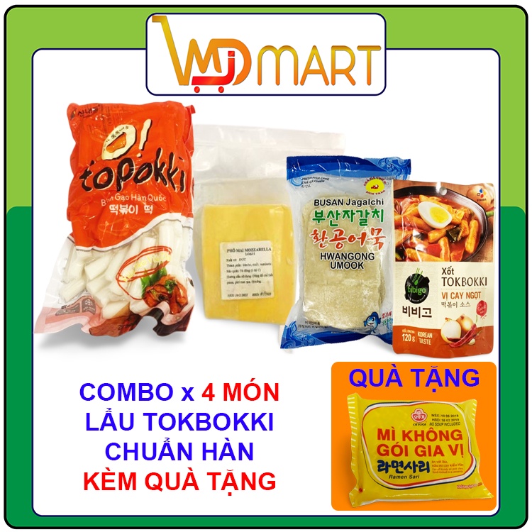 Combo lẩu tokbokki mua 4 tặng 1 tặng kèm mì không vị