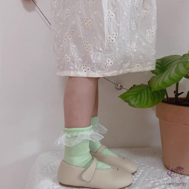 Tất cotton phối ren dễ thương phong cách Hàn Quốc cho bé gái