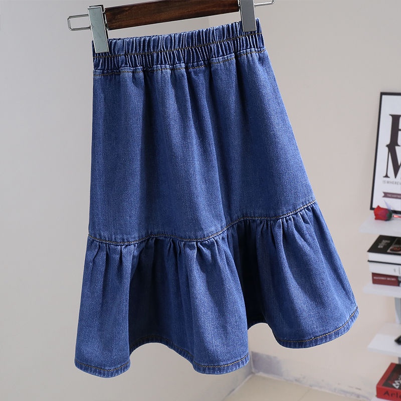 Đặc Biệt Mới Offer ~ Chân Váy Denim Ngắn Dáng Chữ a Xếp Ly Phong Cách Mới 2022 Cho Bé Gái