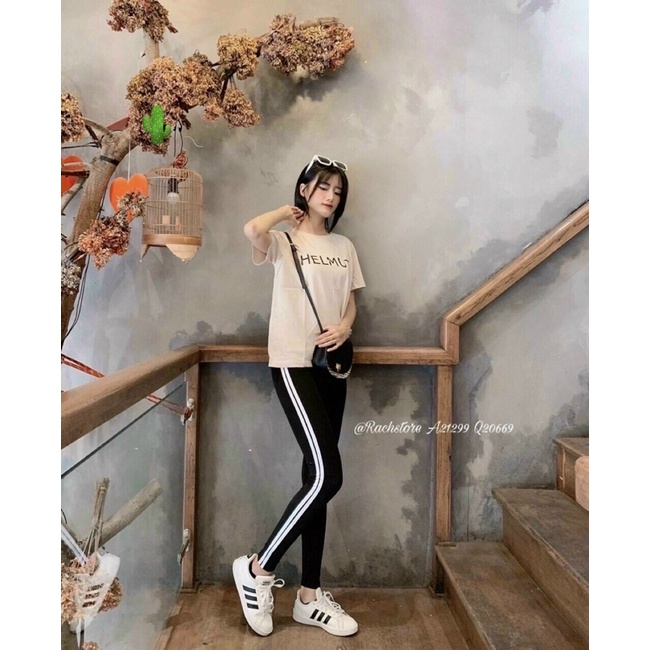 Quần legging 2 sọc chất thun poly dài - B2P