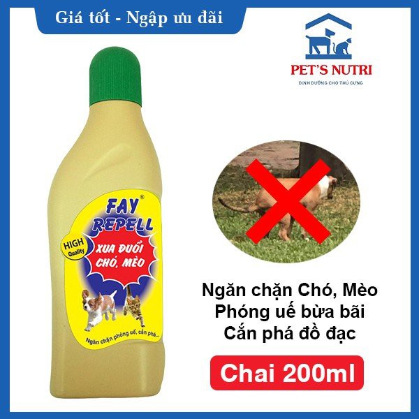 Dung Dịch Xua Đuổi, Ngăn Chó Mèo Phóng Uế, Cắn Phá Đồ Đạc, Khử Mùi Hôi – FAY REPELL (200ml)